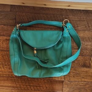 Onna Ehrlich Teal Leather Shoulder Bag